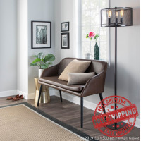 Lumisource BC-SHLTN BK+E Shelton Contemporary Bench in Black Metal Legs and Espresso Faux Leather